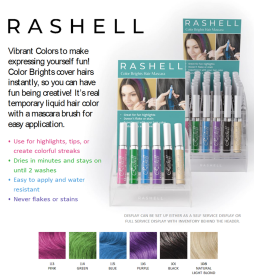 36 piece Rashell Color Brights Hair Mascara display Fast Start Kit with free display and testers