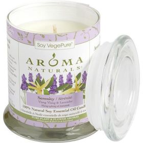 SERENITY AROMATHERAPY by Serenity Aromatherapy ONE 3.7x4.5 inch MEDIUM GLASS PILLAR SOY AROMATHERAPY CANDLE