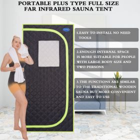 Portable Plus Type Full Size Far Infrared Sauna tent. Spa;  Detox ; Therapy and Relaxation at home.Larger Space; Stainless Steel Pipes Connector Easy