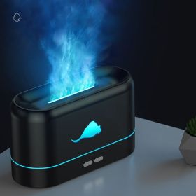 1pc Flame Air Diffuser, Humidifier, Portable Noiseless Aroma Diffuser For Home (Color: Black Color, style: 3Color LED Light)