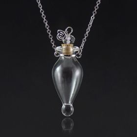 Transparent Heart-Shaped Glass Essential Oil Bottle Necklace (style: WaterDrop Crown Stuffed Gold)